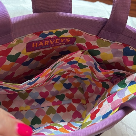 Harvey’s Original seatbelt weave tote handbag purple footed heart lining - Picture 4 of 11